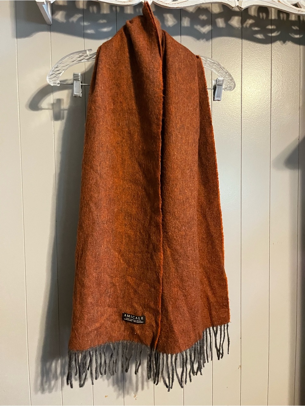 Amicale 100% merino wool rust orange scarf